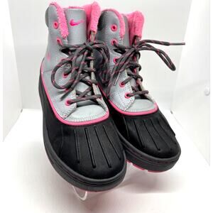 Girl's Nike ACG Woodside High Top Shoe Rain Boot Gray Black Pink 4.5 Y 36.5 EUR